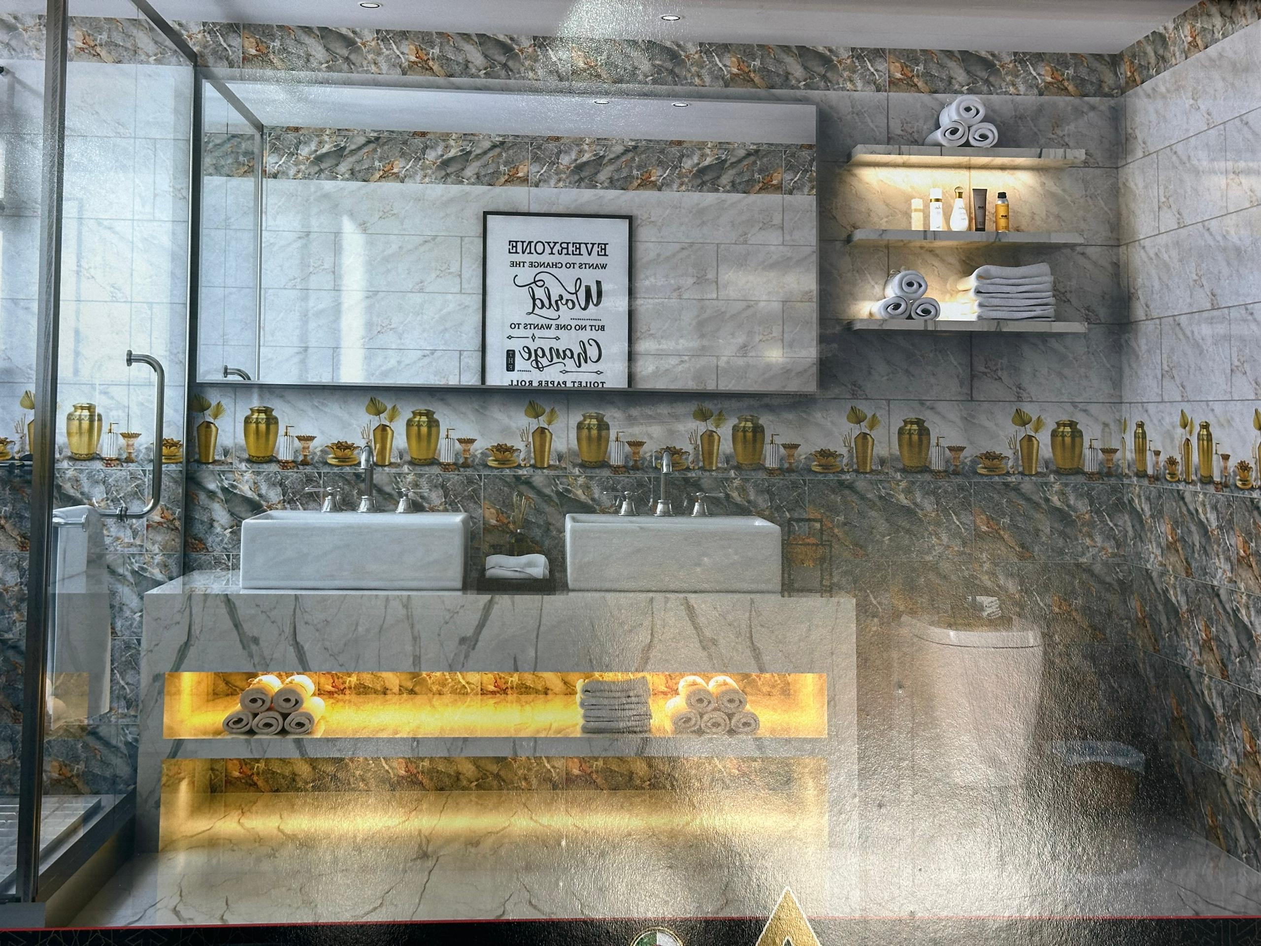 Faïence Atlantique 30x60 cm- Gris Claire et Foncé - motif salle de bain . – Image 4