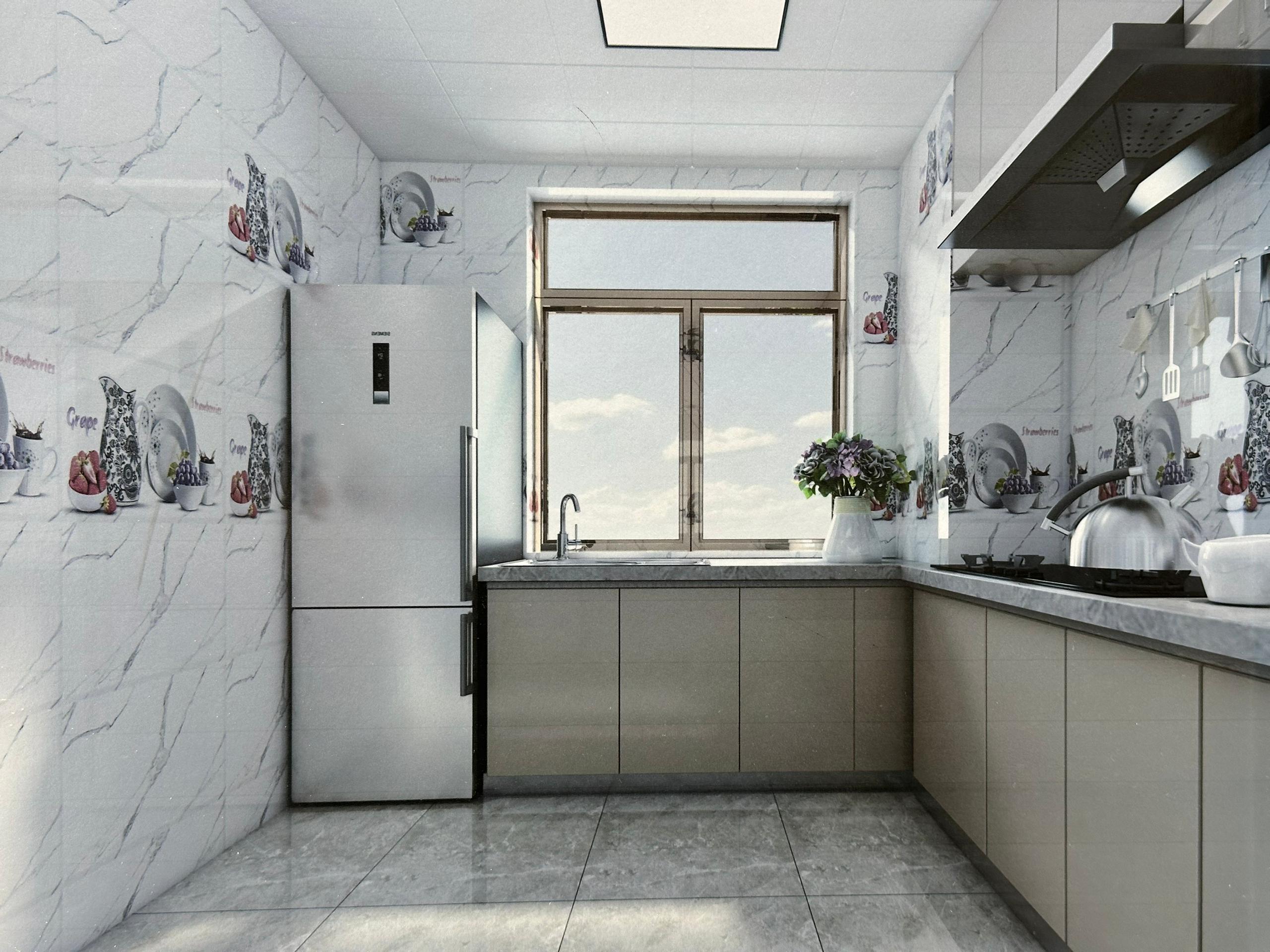 Faïence Blanco 30x60 cm- Blanc marbré - motif cuisine – Image 2