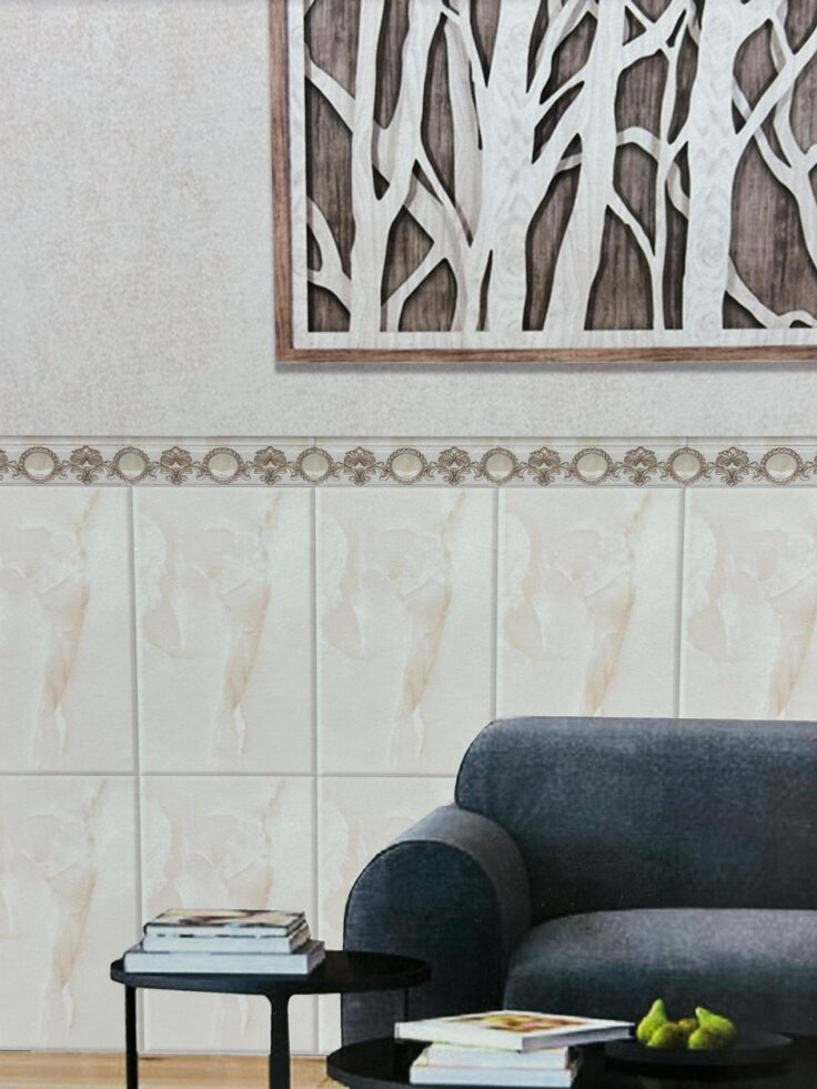 Faïence Atlas sous-bassement 30x60 cm-Beige marbré + lisière de 10x60cm. – Image 3