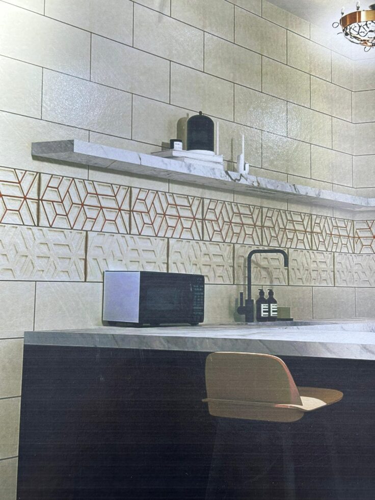 Faïence Hilton Beige   -25x60 cm -  3D . – Image 2