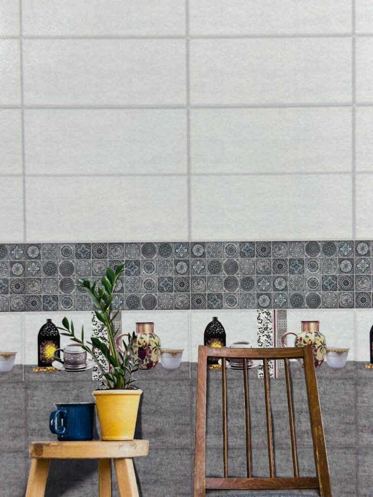 Faïence Malysia Gris Clair et Fonce -25x60 cm - Motif Cuisine et Mosaïque. – Image 3