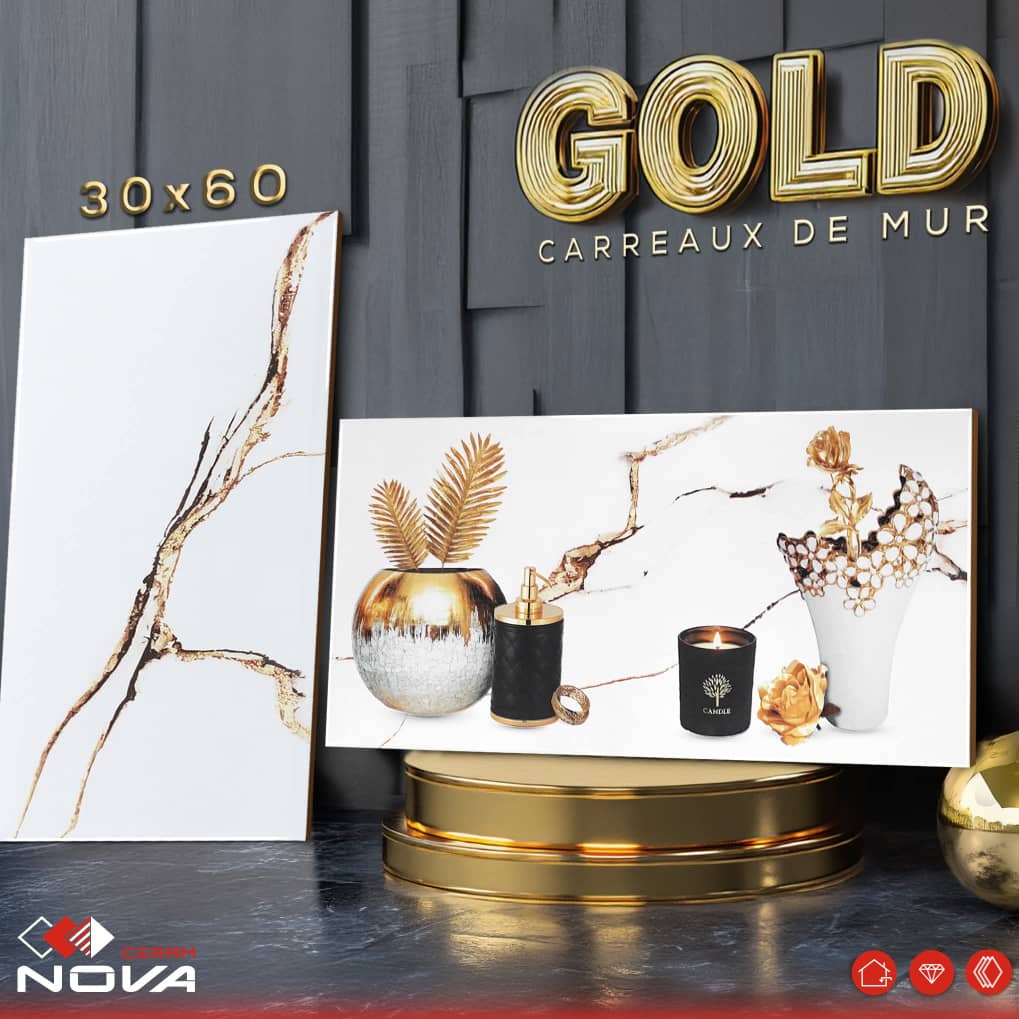 Faïence Gold 30x60 cm - Motif Salle de Bain