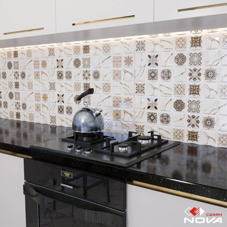 Faïence Gold - 25x75 cm -motif mosaïque et cuisine – Image 4