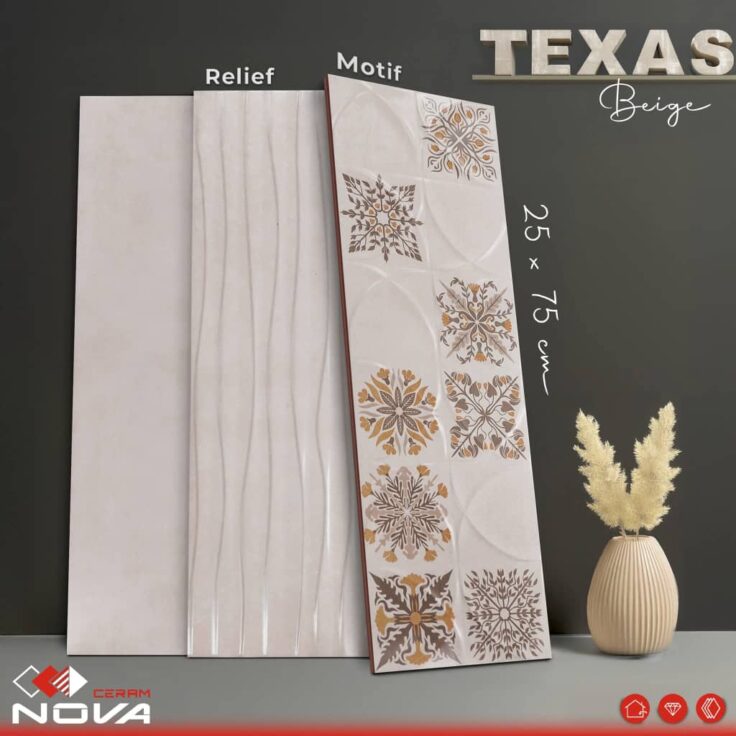Faïence Texas Beige - 25x75 cm - Motif Mosaïque