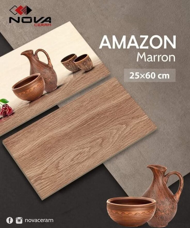 Faïence Amazon Marron - 25x60 cm -Motif Cuisine et Fleur – Image 3