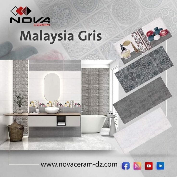Faïence Malysia Gris Clair et Fonce -25x60 cm - Motif Cuisine et Mosaïque. – Image 4
