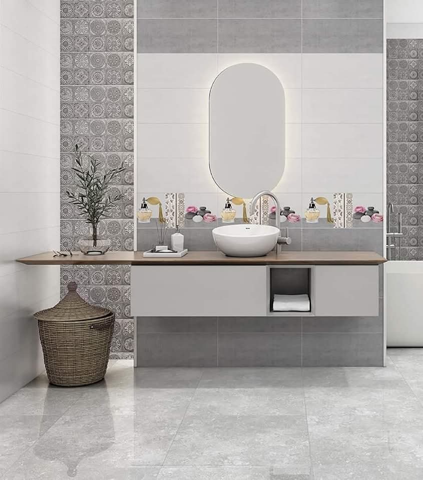 Faïence Malysia Gris Clair et Fonce -25x60 cm - Motif Salle de bain et Mosaïque. – Image 3