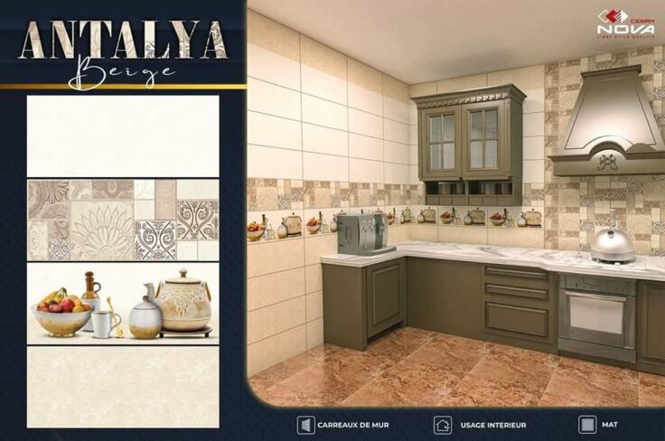Faïence Antalya Beige Clair et Fonce -25x60 cm - Cuisine  et Mosaïque. – Image 2