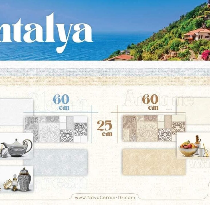 Faïence Antalya Beige Clair et Fonce -25x60 cm - Cuisine  et Mosaïque.
