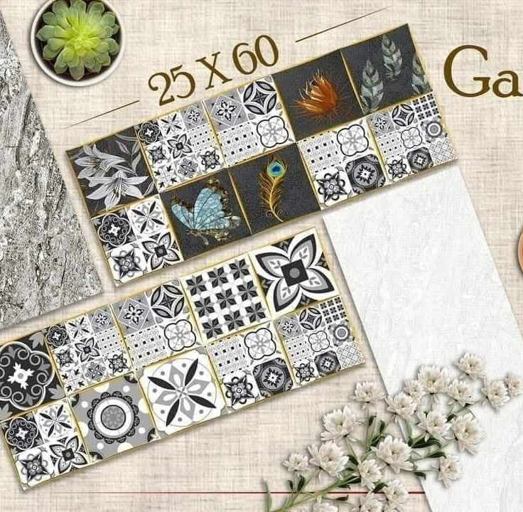 Faïence Galaxy Gris Clair et Fonce -25x60cm- motif Mosaïque .