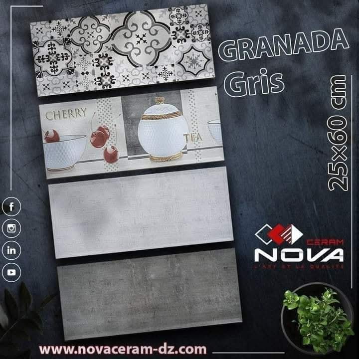 Faïence Granada  Gris  Clair et Fonce -25x60 cm - Cuisine et Mosaïque .