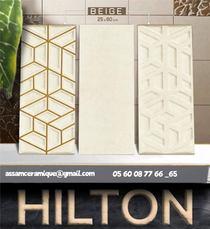 Faïence Hilton Beige   -25x60 cm -  3D .
