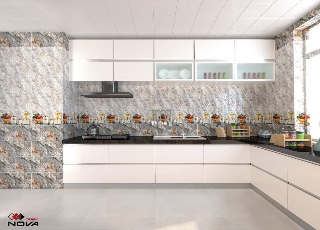 Faïence Atlantique 30x60 cm- Gris Claire et Foncé - motif Cuisine . – Image 2