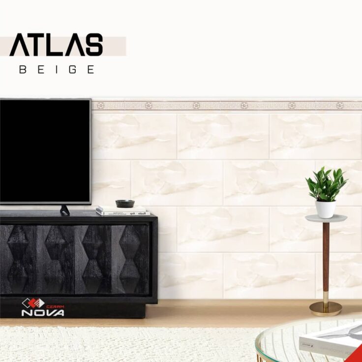 Faïence Atlas sous-bassement 30x60 cm-Beige marbré + lisière de 10x60cm. – Image 2