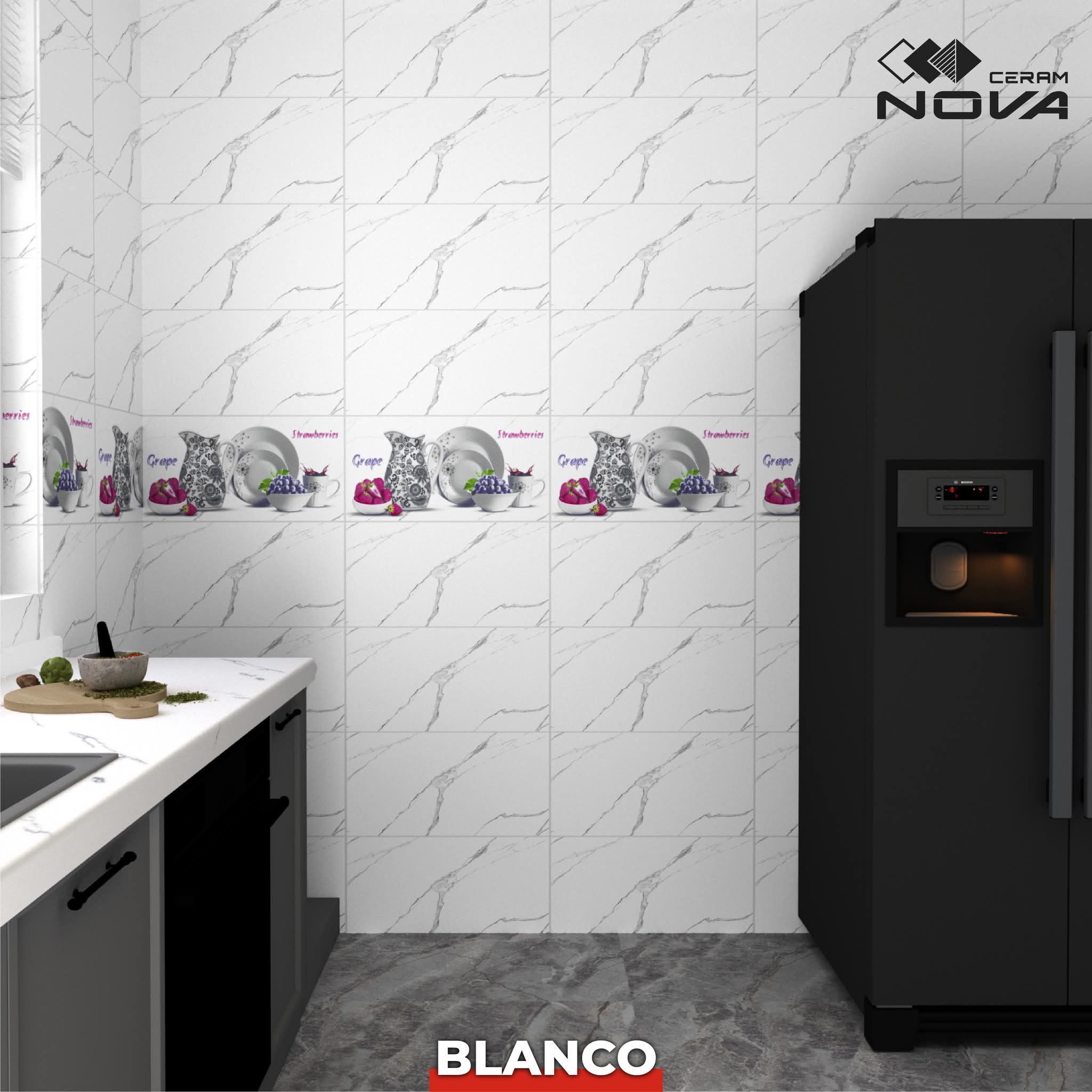 Faïence Blanco 30x60 cm- Blanc marbré - motif cuisine – Image 3