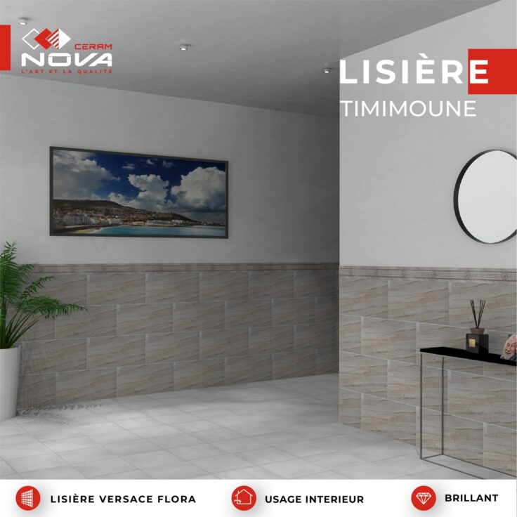 Faïence Timimoune sous-bassement 30x60 cm- Beige  + lisière de 10x60cm.