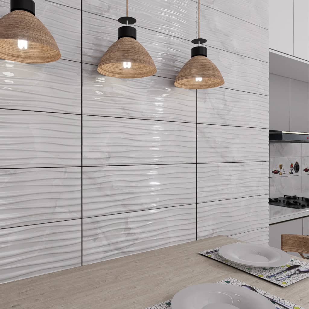 Faïence Atlas Gris -25x75 cm - motif cuisine et mosaïque. – Image 3