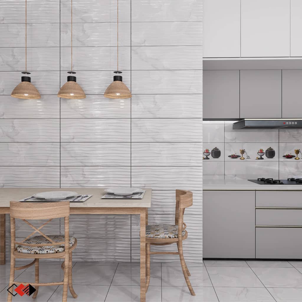 Faïence Atlas Gris -25x75 cm - motif cuisine et mosaïque. – Image 4