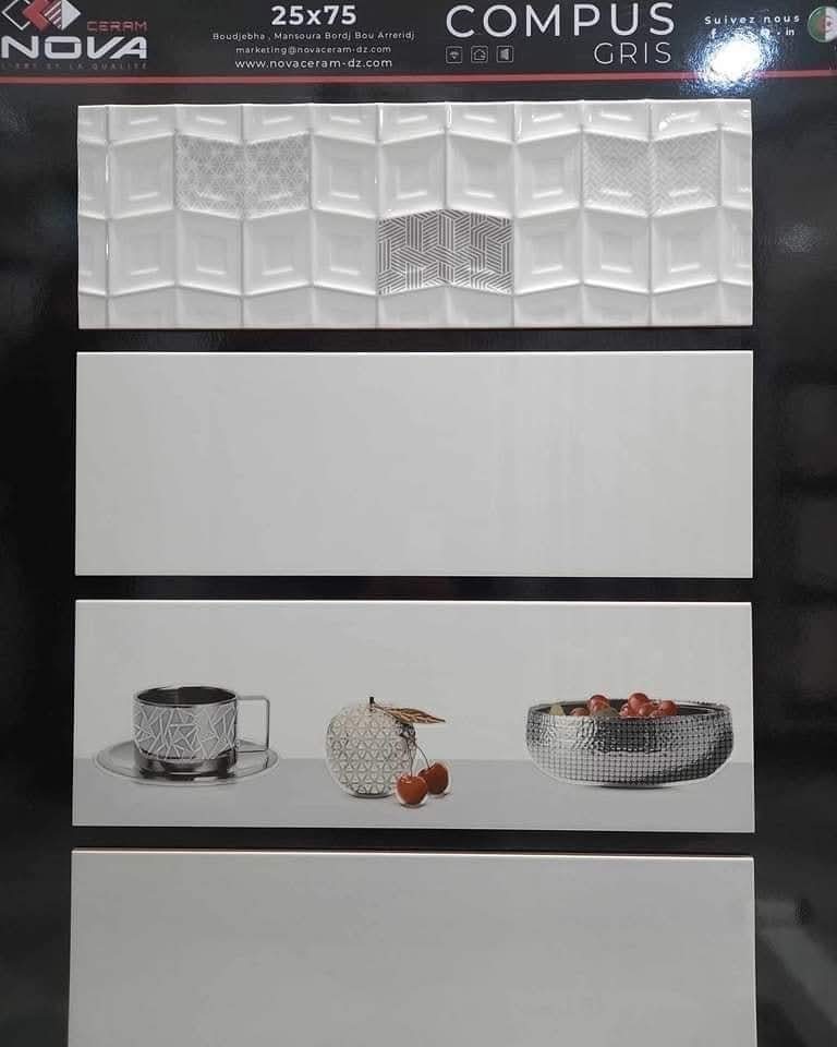 Faïence Compus Gris -25x75 cm - motif mosaïque et cuisine . – Image 4