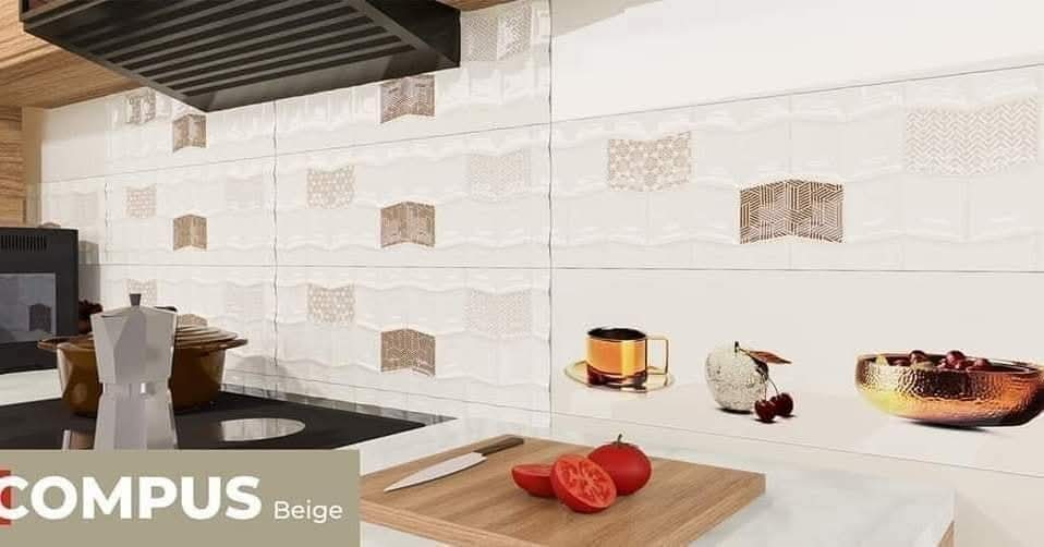 Faïence Compus Beige -25x75 cm - motif mosaïque et cuisine . – Image 3