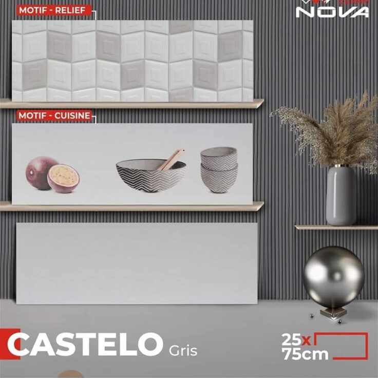 Faïence Castelo Gris 25x75 cm - motif mosaïque