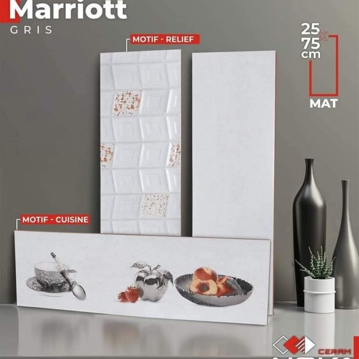 Faïence Marriott Gris 25x75 cm - motif mosaïque et cuisine