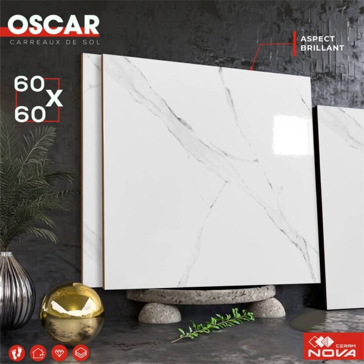 Dalle de sol Oscar Blanc -60x60 cm