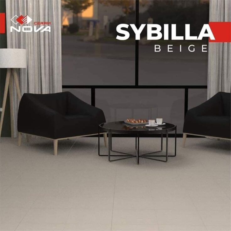 Dalle de sol Sybella Beige et Gris -60x60 cm-Mate – Image 3