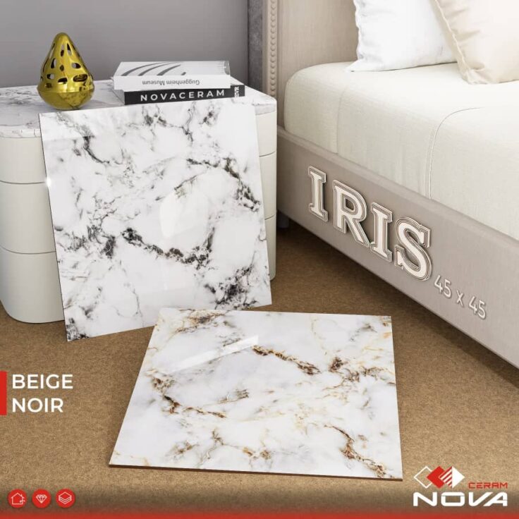 Dalle de sol Iris Gris et Beige -45x45cm-Brillante