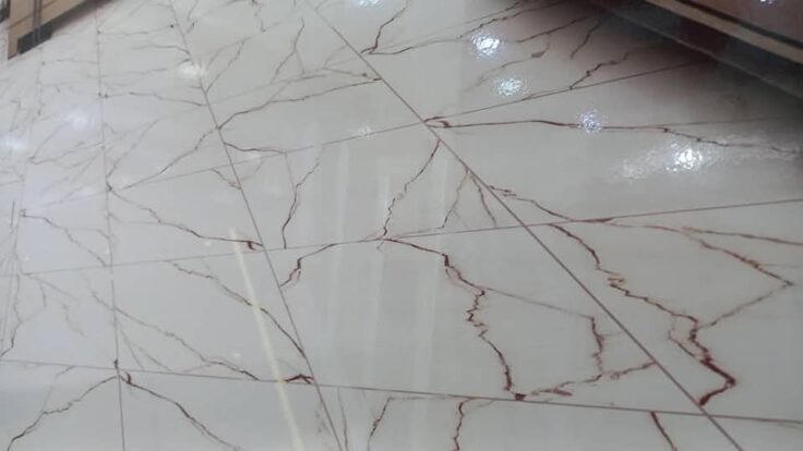 Dalle de sol Antakya Blanc marbré -45x45cm-Brillante – Image 4