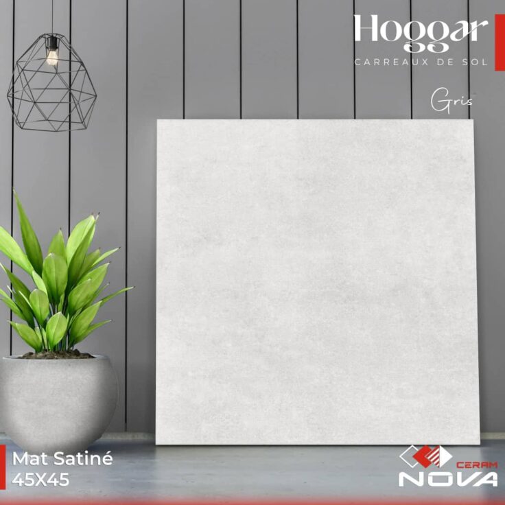 Dalle de sol Hoggar Gris et Beige -45x45cm-Mate.