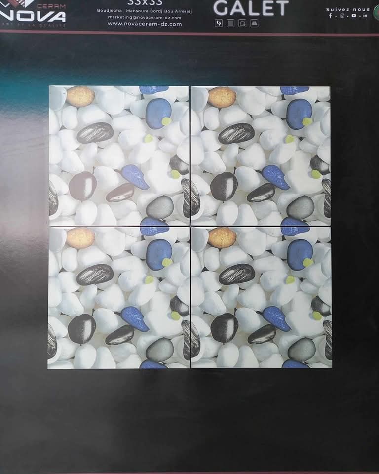 Dalle de sol Galet Blanc -33x33 cm- Mate . – Image 4