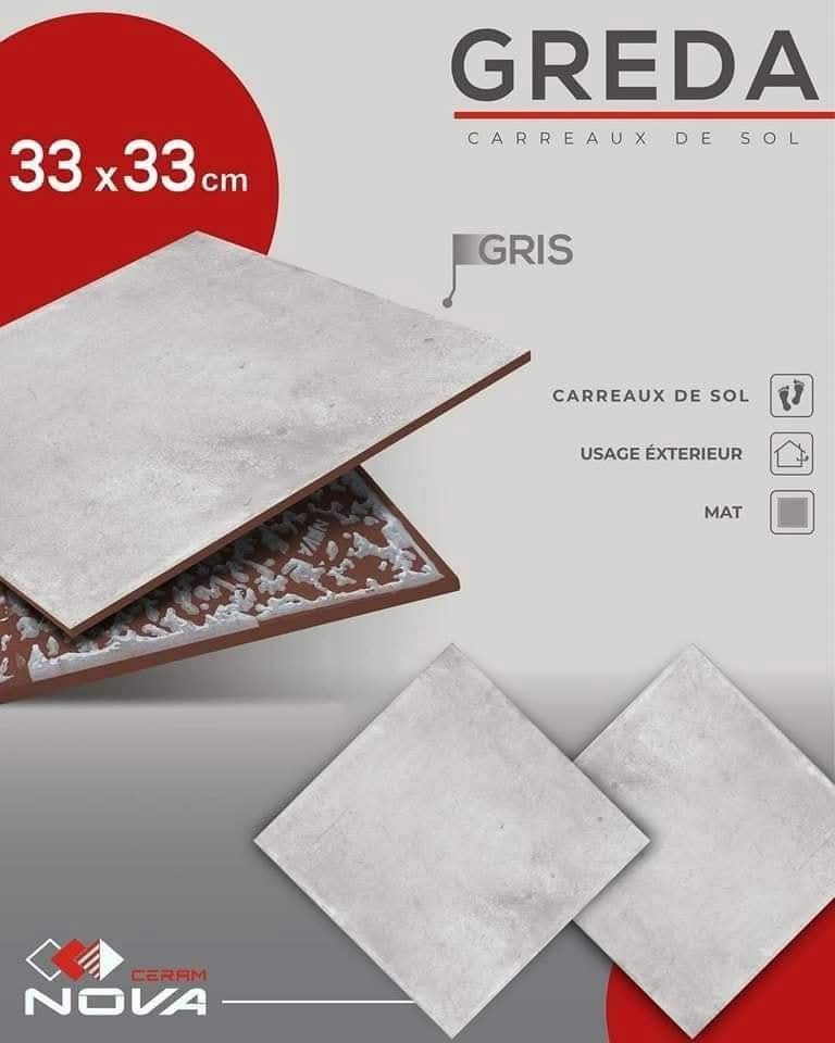 Dalle de sol terre cuite Greda Gris et Marron -33x33 cm . – Image 4