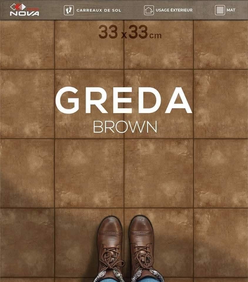 Dalle de sol terre cuite Greda Gris et Marron -33x33 cm . – Image 6