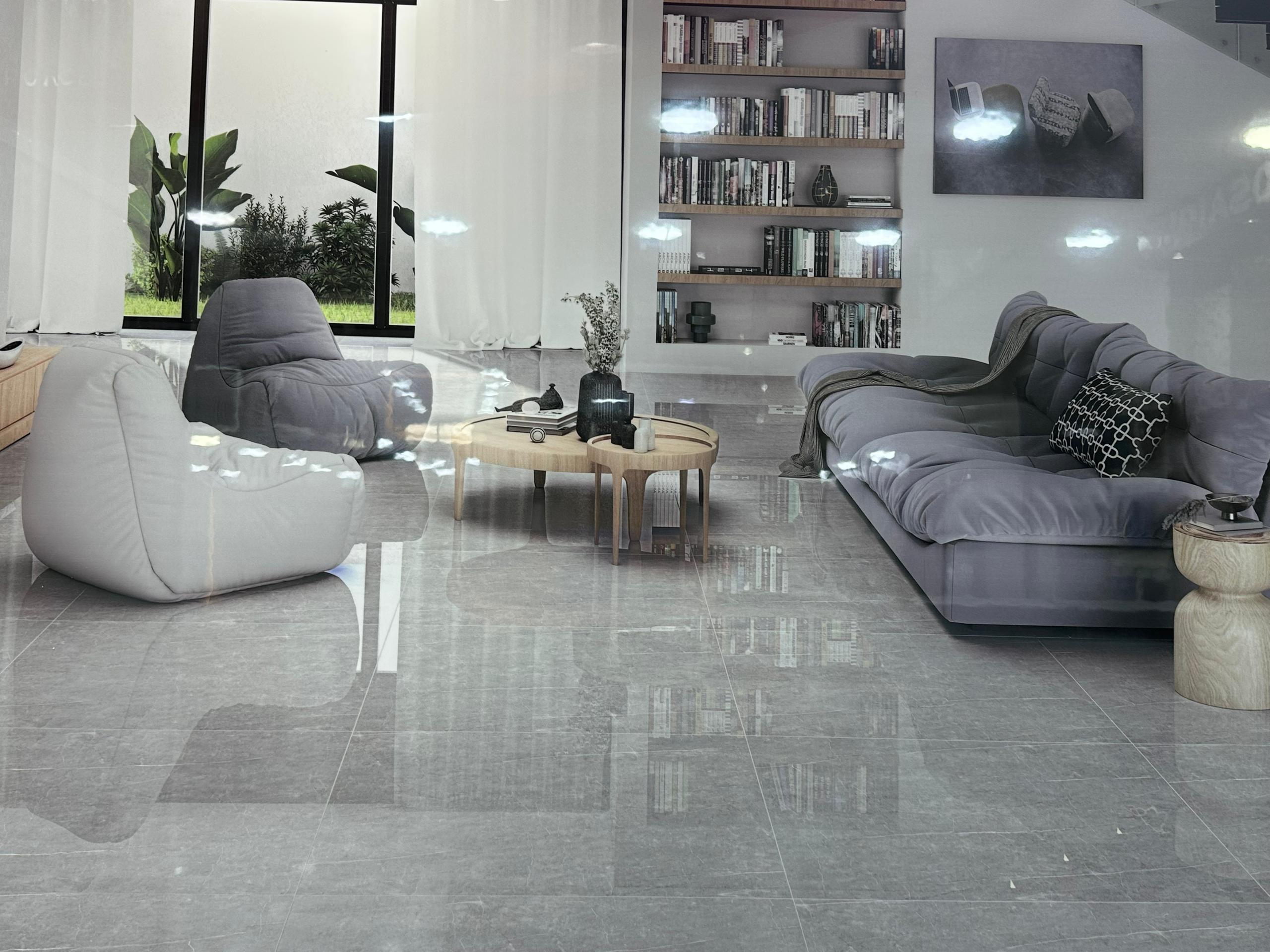 Dalle de sol Porcelaine 90x90 cm-Marmorea gris- poli Rectifier . – Image 2