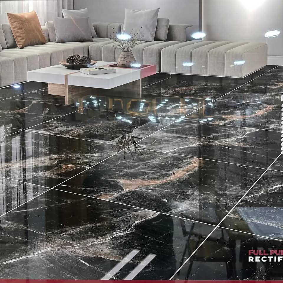 Dalle de sol Porcelaine 90x90 cm-Grove Black- poli Rectifier . – Image 2