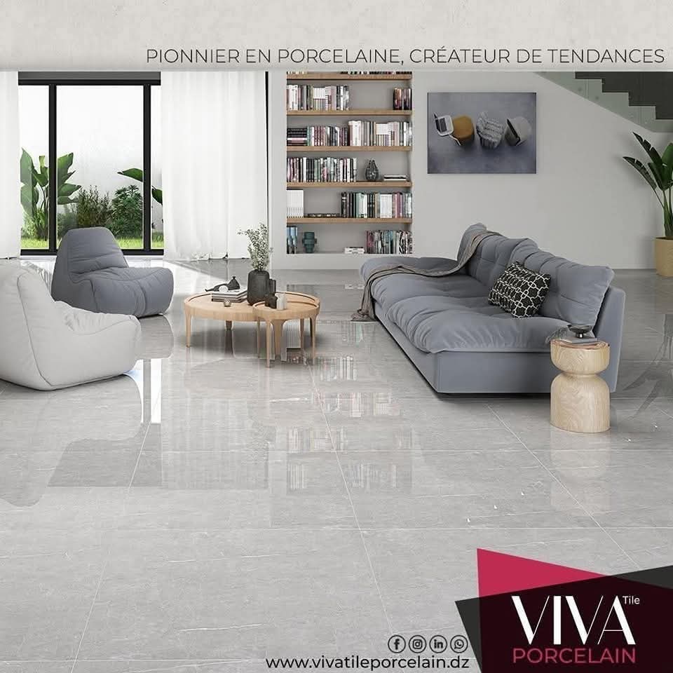 Dalle de sol Porcelaine 90x90 cm-Marmorea gris- poli Rectifier . – Image 3